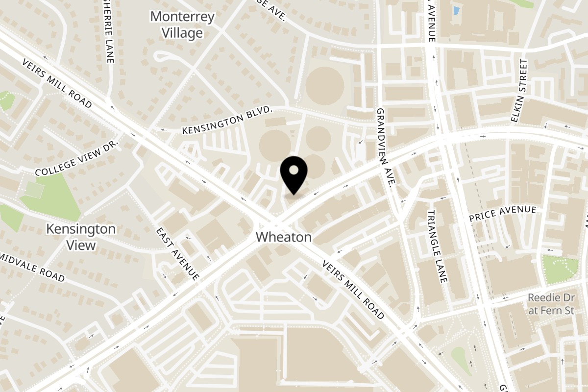 Map showing the location of Zani's Restaurant & Cafe on 2655 University Blvd W in Wheaton